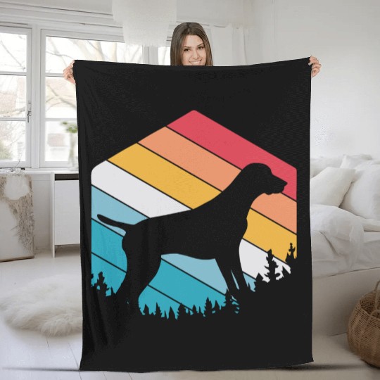 Retro Dog Silhouette German Shorthaired Pointer Fleece Blankets