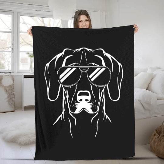 German Shorthaired Pointer Dog Wearing Glasses Fleece Blankets