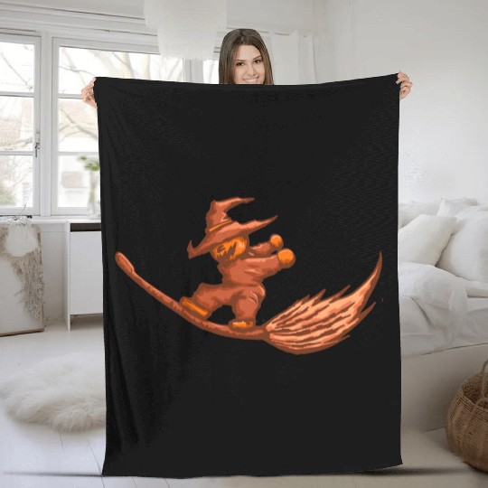 Pumpkin fly Fleece Blankets
