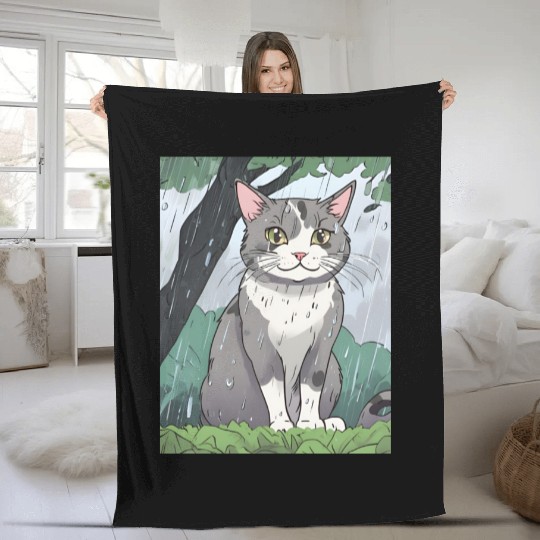 A Cute Anime Cat Fleece Blankets