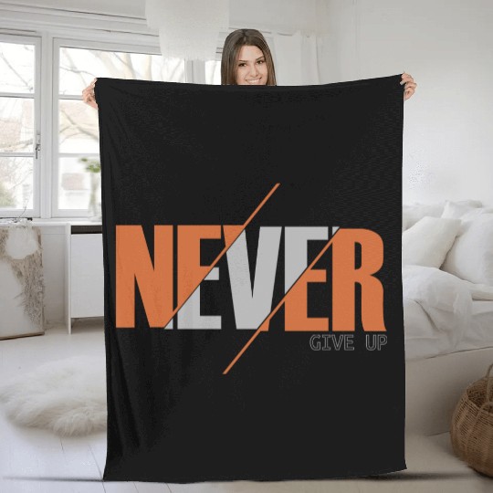 never give up Abstract experimental typography Fleece Blankets