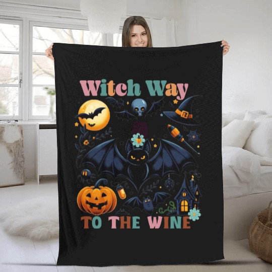 Witch Way to the Wine Fleece Blankets