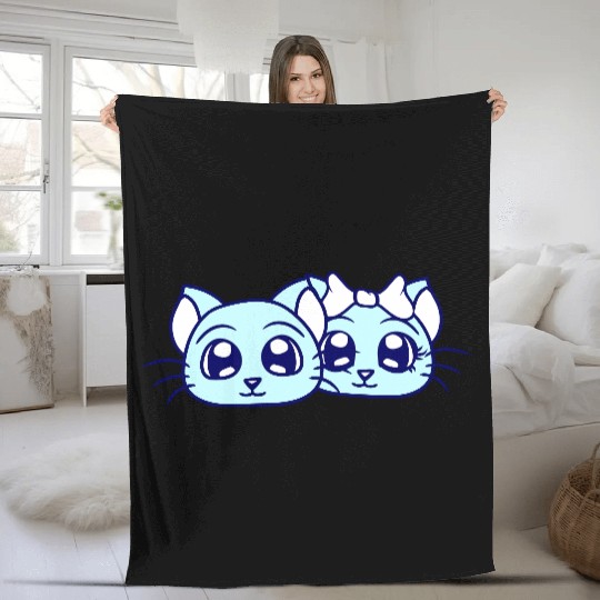 Two Romantic Cats In Love 2 Friends Couple Team Fleece Blankets