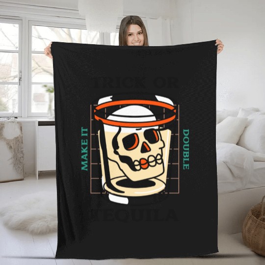 Halloween - Trick or tequila. Fleece Blankets