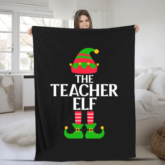 The Teacher Elf Christmas Fleece Blankets