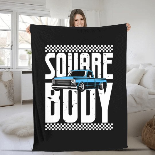 Vintage American Square Body Truck 4x4 Mud Trucks Fleece Blankets