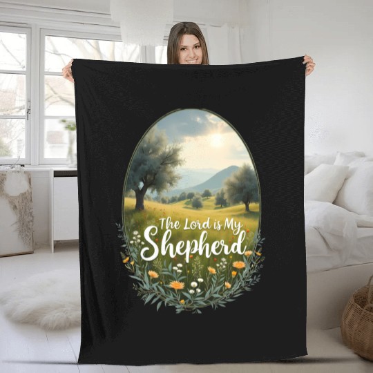 The Lord Is My Shepherd Peaceful Christian Artwork Fleece Blankets