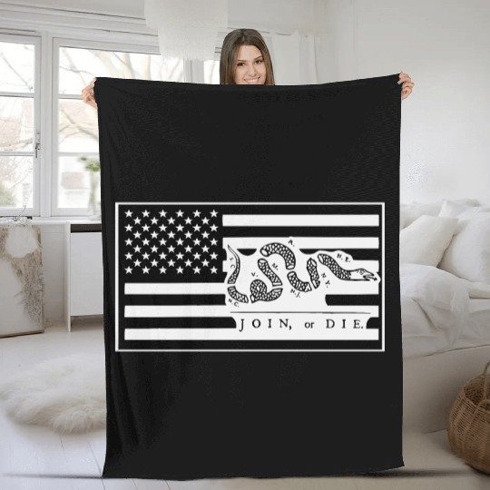 Join Or Die Flag 1776 LIKE US ON FACEBOOK # Fleece Blankets