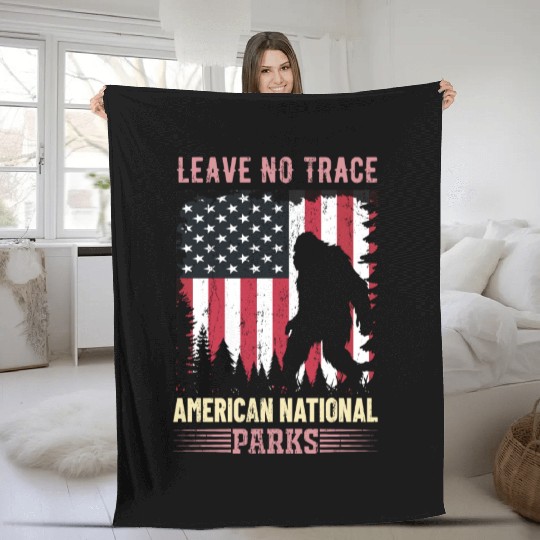Funny Bigfoot American National parks Fleece Blankets