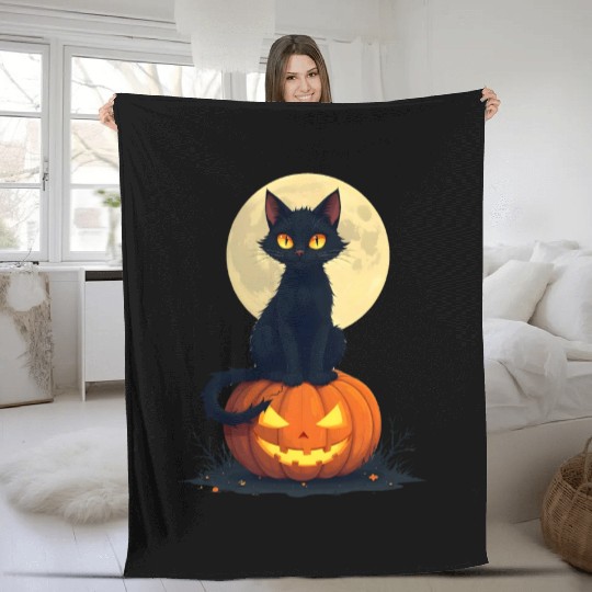 Black Cat Magic Fleece Blankets