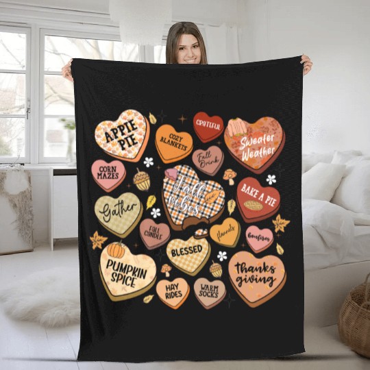 fall candy hearts Fleece Blankets