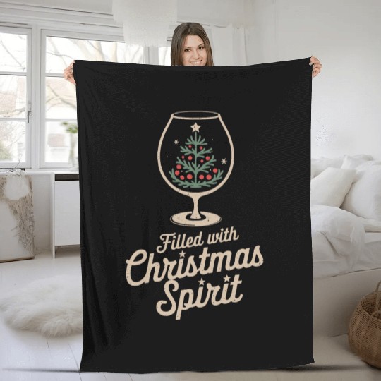 Filled with Christmas Spirit Glass Fleece Blankets