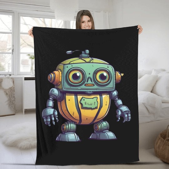 Robot Melon Fleece Blankets