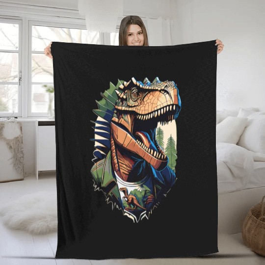 Tyrannosaurus style - Cool Raptor in Jacket Fleece Blankets