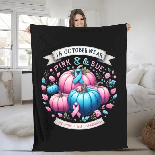 In October Wear Pink & Blue Pregnancy Infant Fleece Blankets