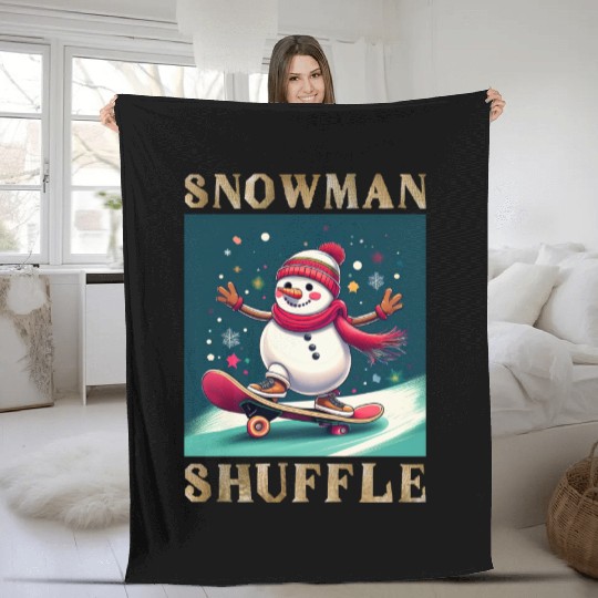Snowman Shuffle: The Coolest Winter Ride Fleece Blankets