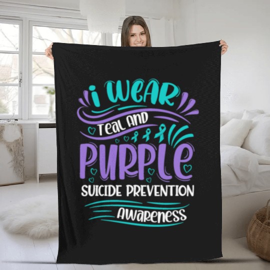 Wellness Collection - I Wear Purple & Teal Fleece Blankets