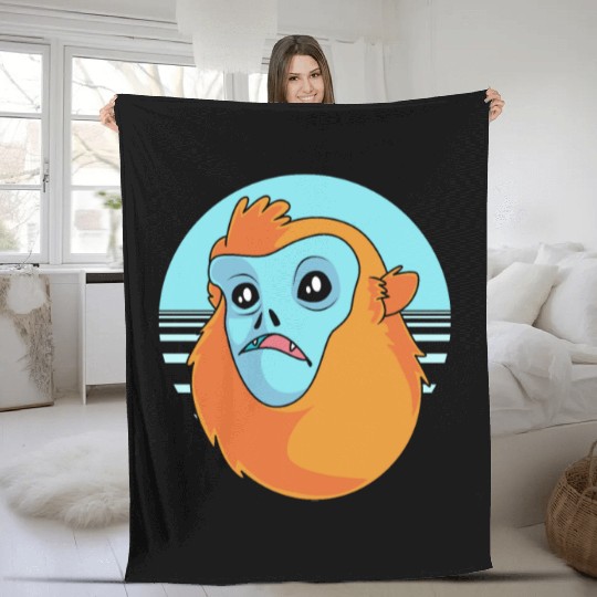 Funny Monkey Face Golden Snub Nosed Monkey Fleece Blankets
