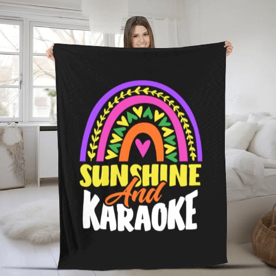 Sun And Karaoke Rainbow Heart Fleece Blankets