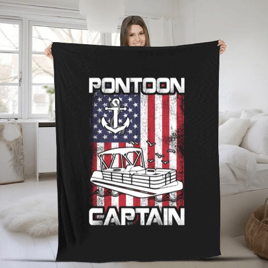 Pontoon Captain Patriotic 4th of July Family Fleece Blankets