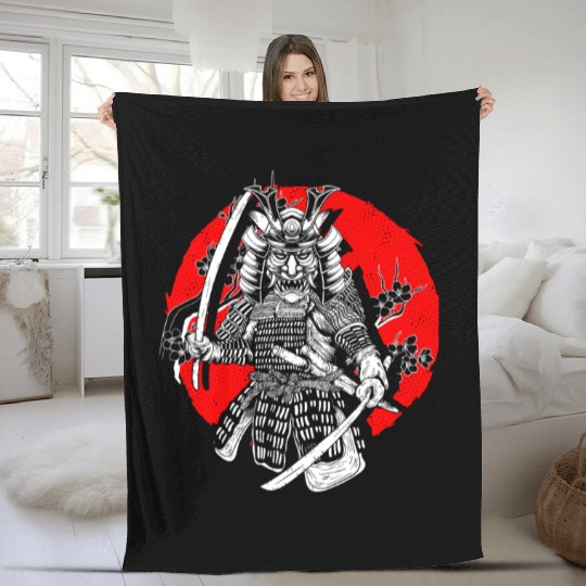 Kanji Katana Oni Demon Ninja Samurai Fleece Blankets