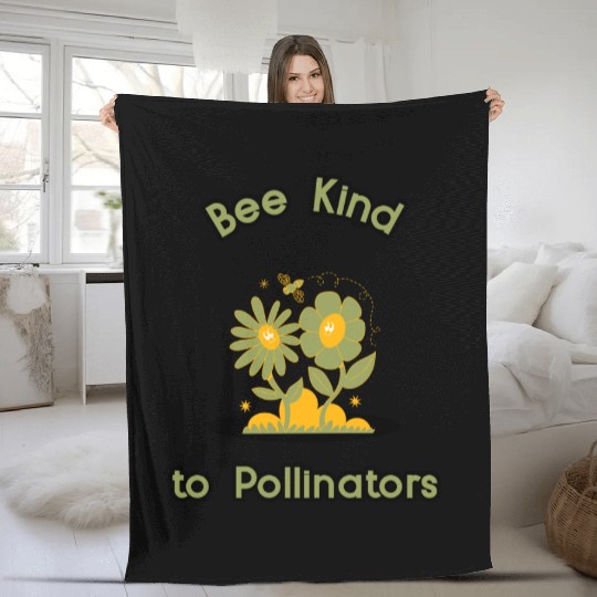 bee kind to pollinatorss Fleece Blankets