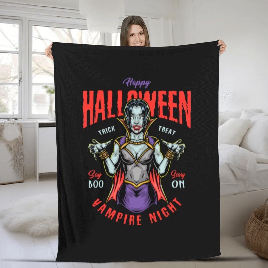 Halloween Vampire Night Fleece Blankets