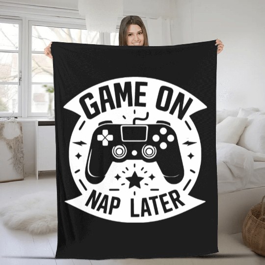 Game On Nap Later Fleece Blankets
