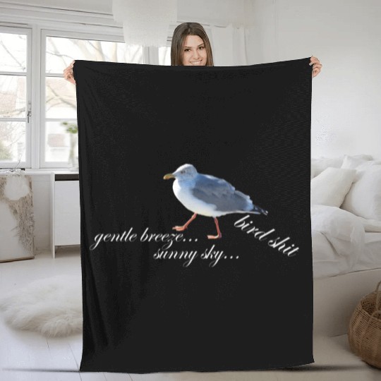 sun sea atlantic coast seagull holidays bird shit Fleece Blankets