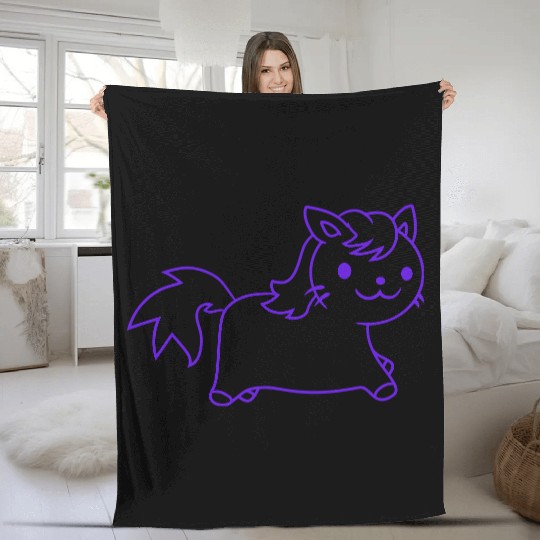 Little Pony Cat Face Little Small Horse Riding Fun Fleece Blankets