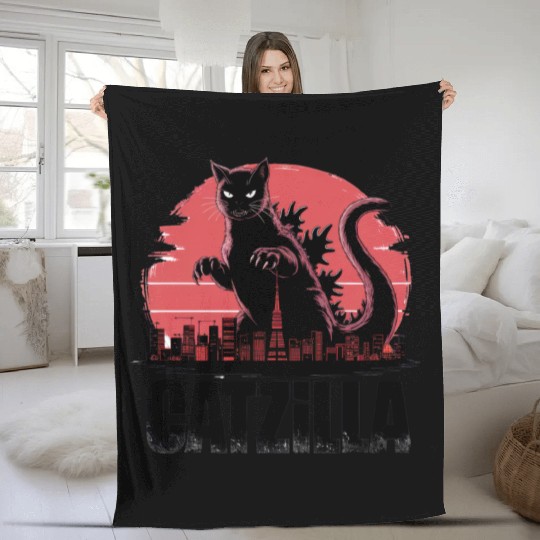 Catzilla: Fierce Feline Monster Fleece Blankets