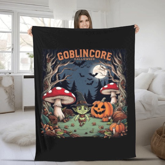 Halloween goblincore enchanted forest goblin Fleece Blankets