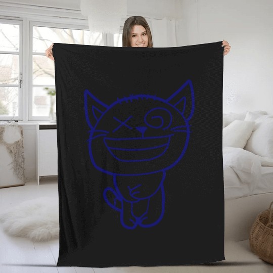 Crazy Cat Weird Funny Eyes Cool Grimace Cartoon Fleece Blankets