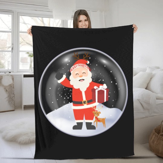 Santa’s Joy: Christmas Snow Globe Fleece Blankets