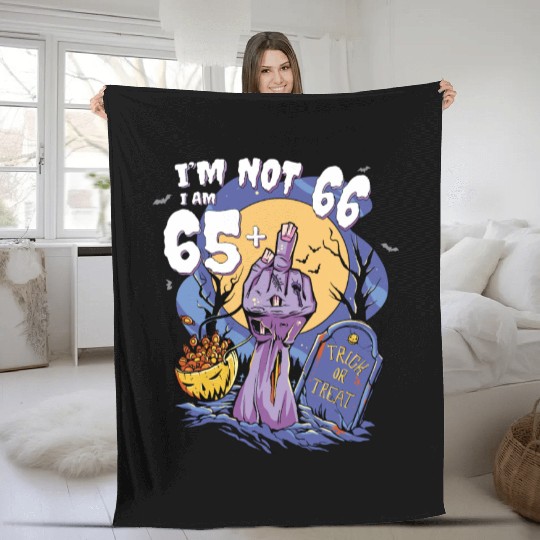 66th Birthday Bash - 65 + Zombie Finger for Fleece Blankets