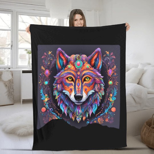 Halloween Wolf Alebrije Fleece Blankets