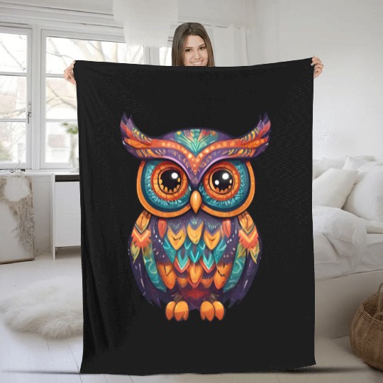 Halloween Owl Alebrije Fleece Blankets