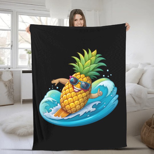 Pineapple Surfer Fleece Blankets