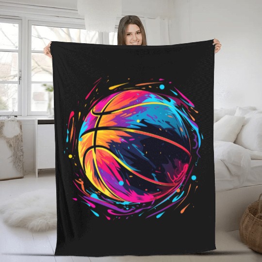 Retro Basketball Synthwave Fleece Blankets