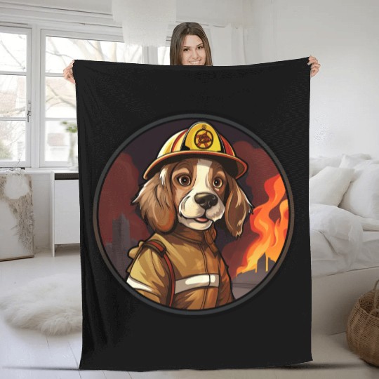 Dogs Firefighter Fleece Blankets