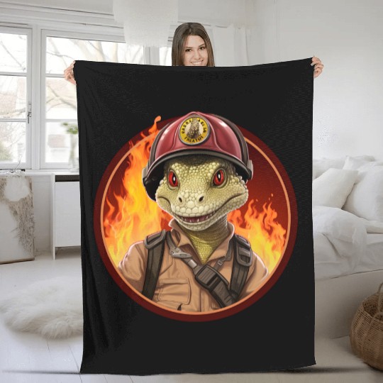 Lizard Firefighter Fleece Blankets