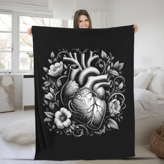Botanical Heart Artistic Anatomy 1 Fleece Blankets