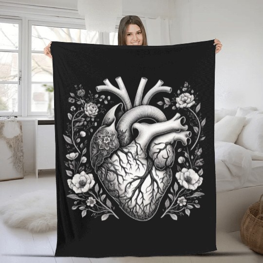 Botanical Heart Artistic Anatomy Fleece Blankets