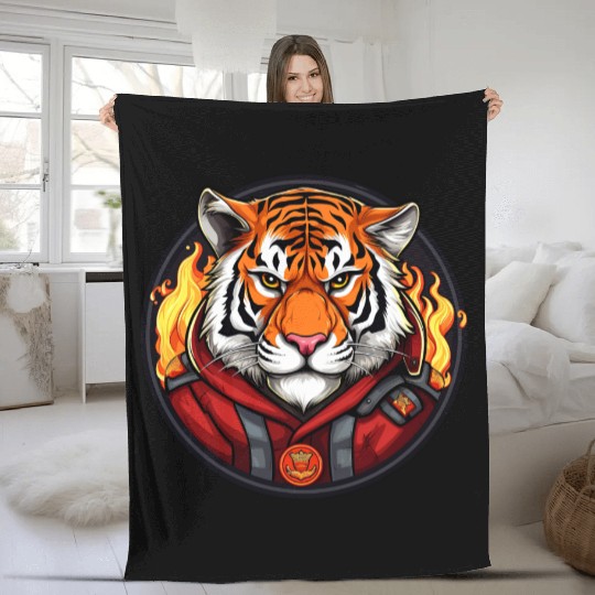 Tiger Firefighter Fleece Blankets