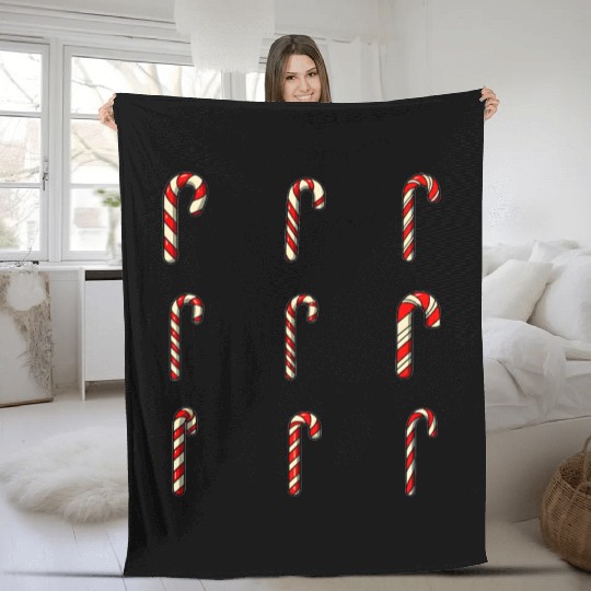 christmas cheer candy cane Fleece Blankets