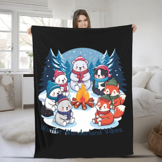Winter wonderland vibes Fleece Blankets