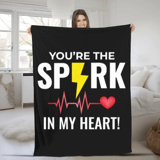 Electrician Valentine: Spark in My Heart Fleece Blankets