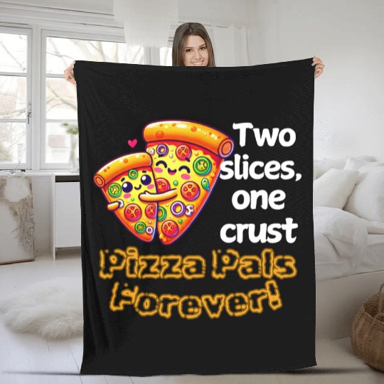 Cheesy Together: Two Slices, One Heart! Fleece Blankets