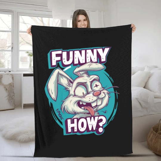 Funny How? – Crazy Bunny Face Fleece Blankets
