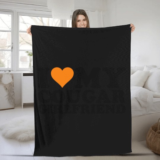 I Love Cougars Cougar Humor Valentine's Day 1WH2 Fleece Blankets